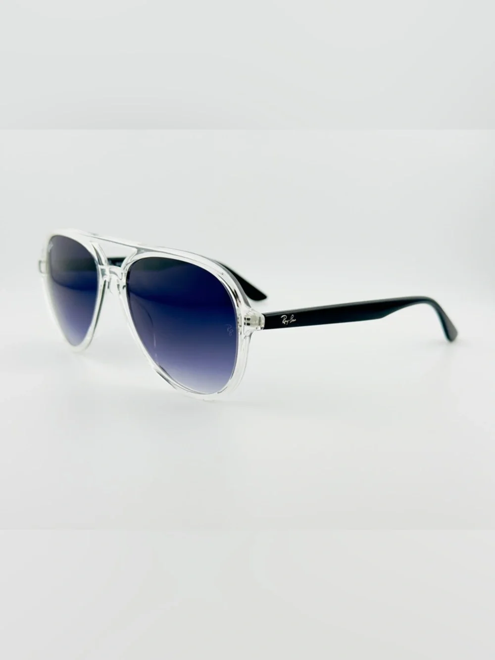 Ray-Ban Aviator Sunglasses RB4376 Transparent Frame with Gradient Dark Gray Lens - Picture 10 of 16